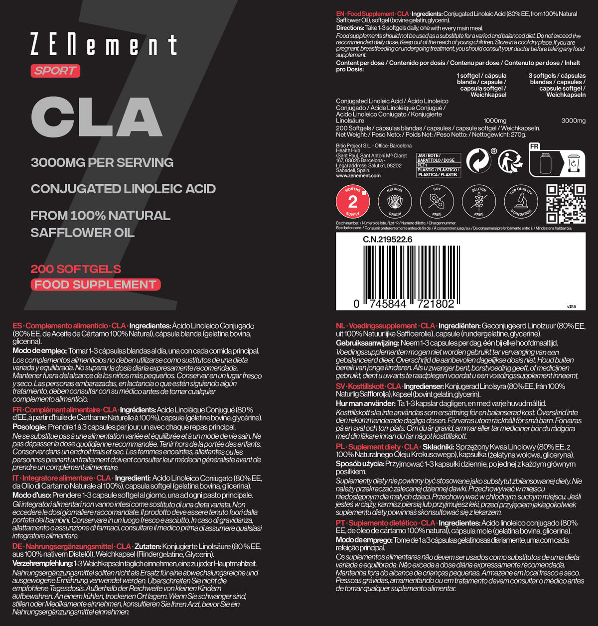 CLA 3000mg per serving