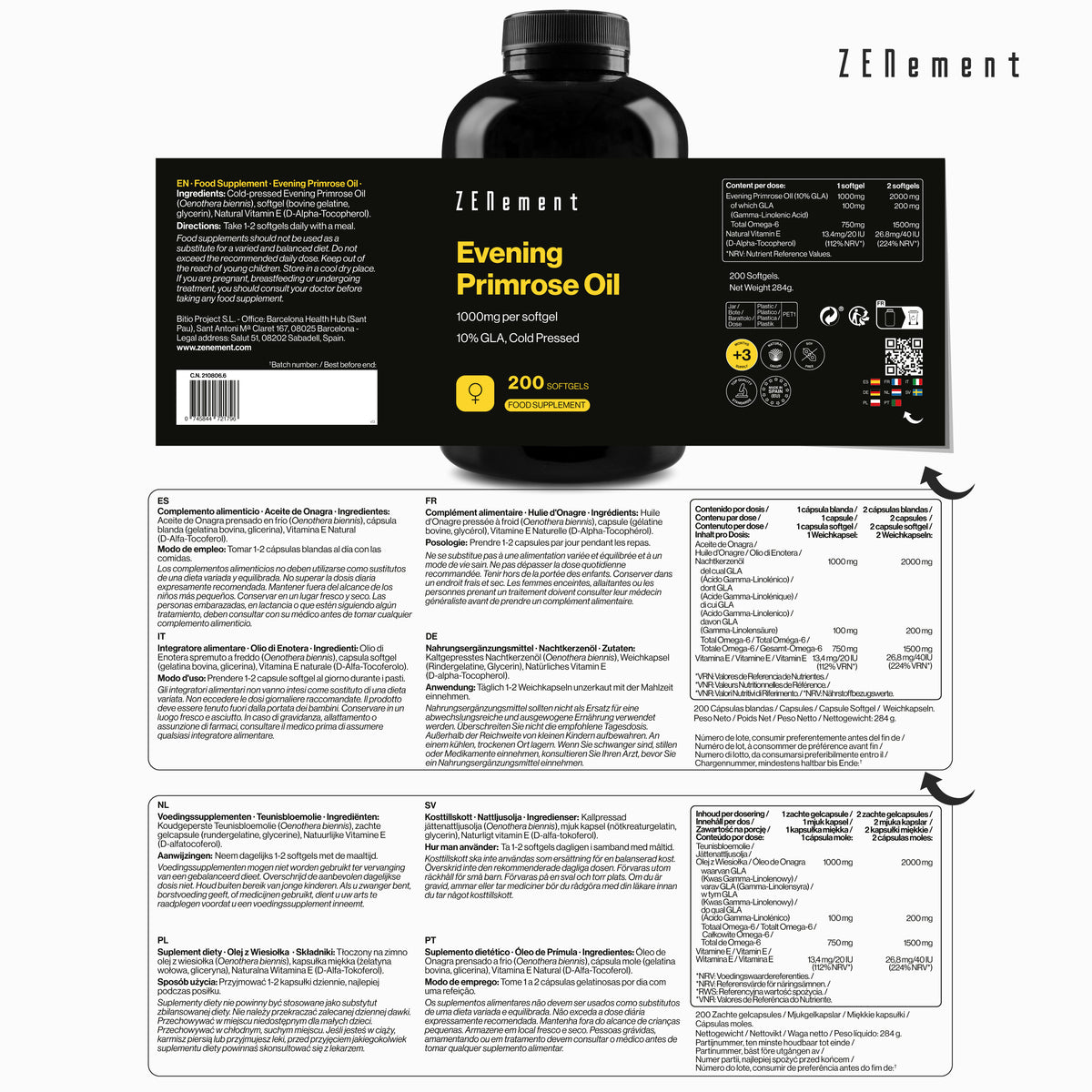 Evening Primrose Oil 1000mg per softgel