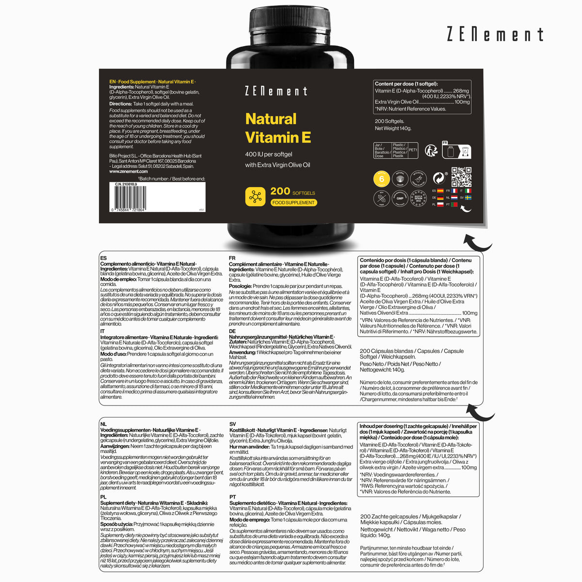 Natural Vitamin E 400 IU per sofgtel