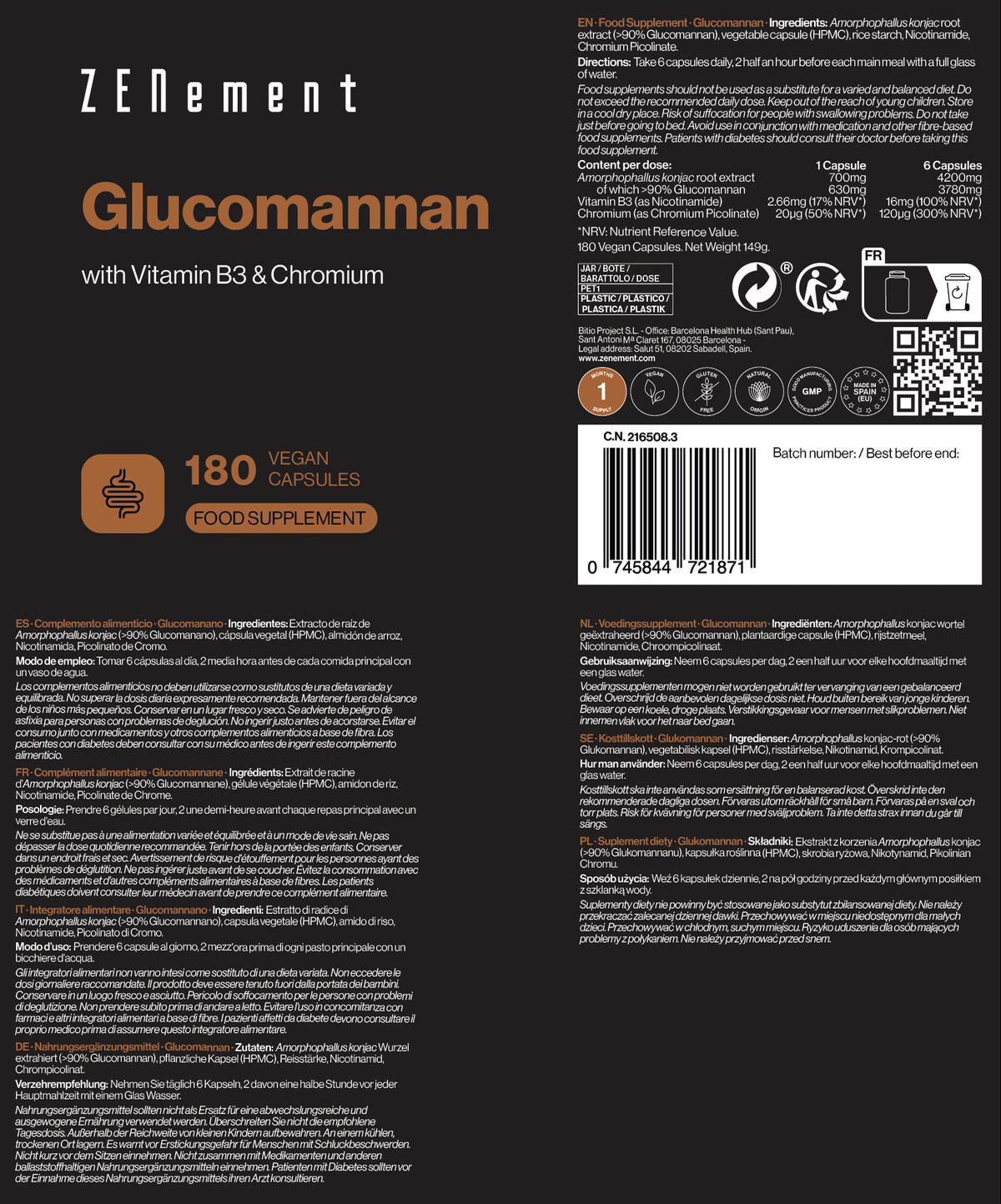 Glucomannan with Vitamin B3 and Chromium