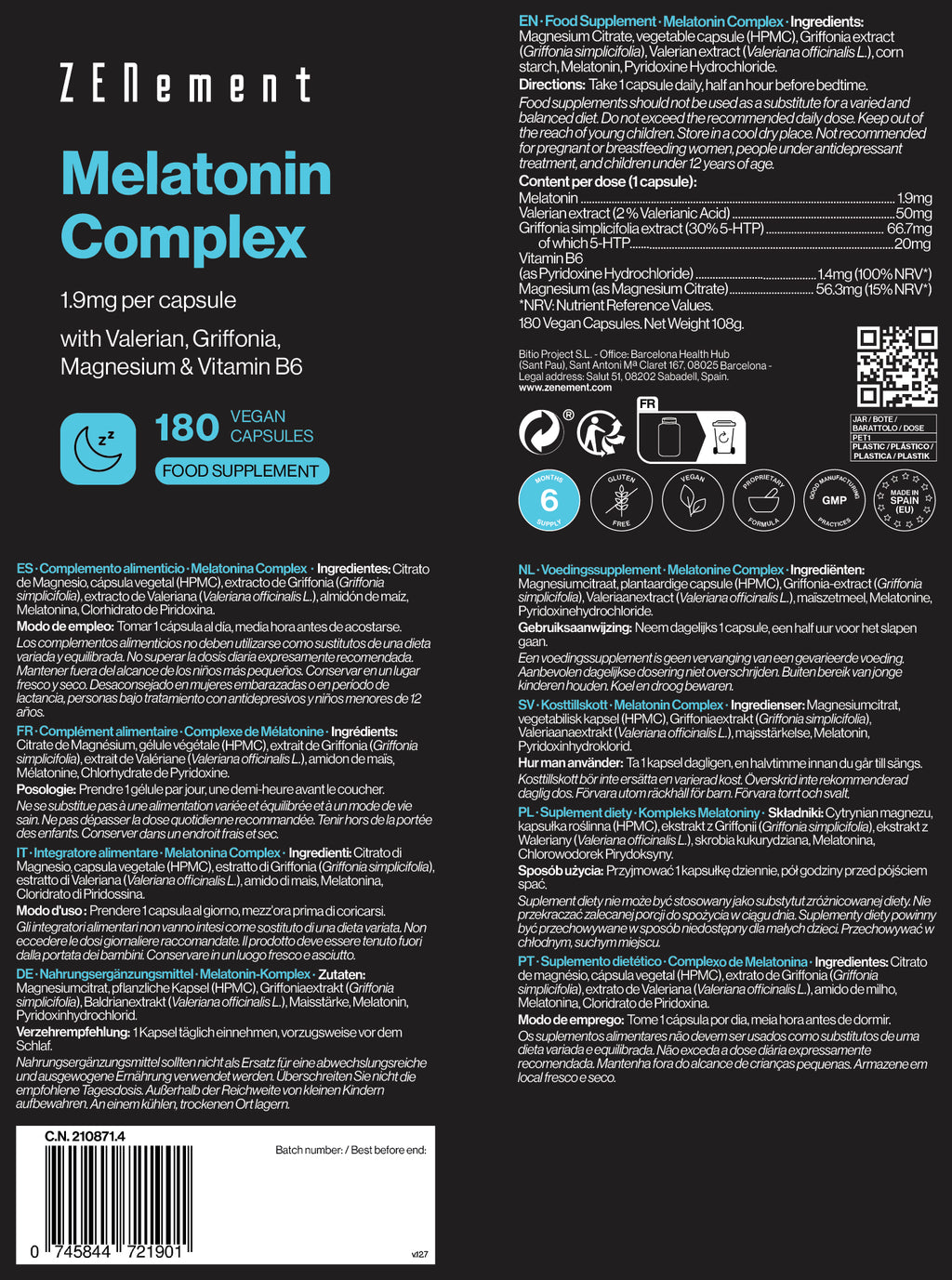 Melatonin Complex 1.9mg per capsule