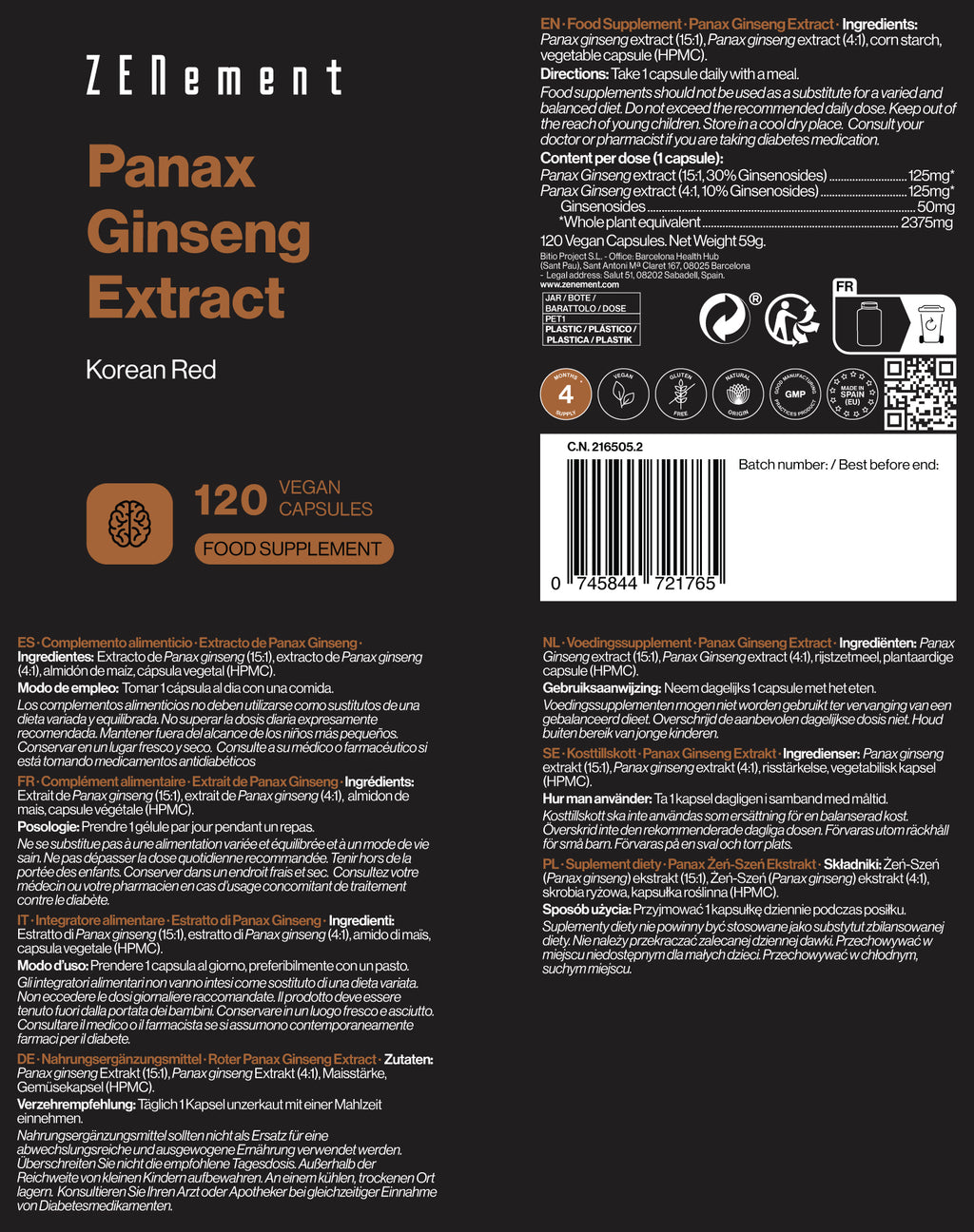 Extracte de Panax ginseng altament concentrat