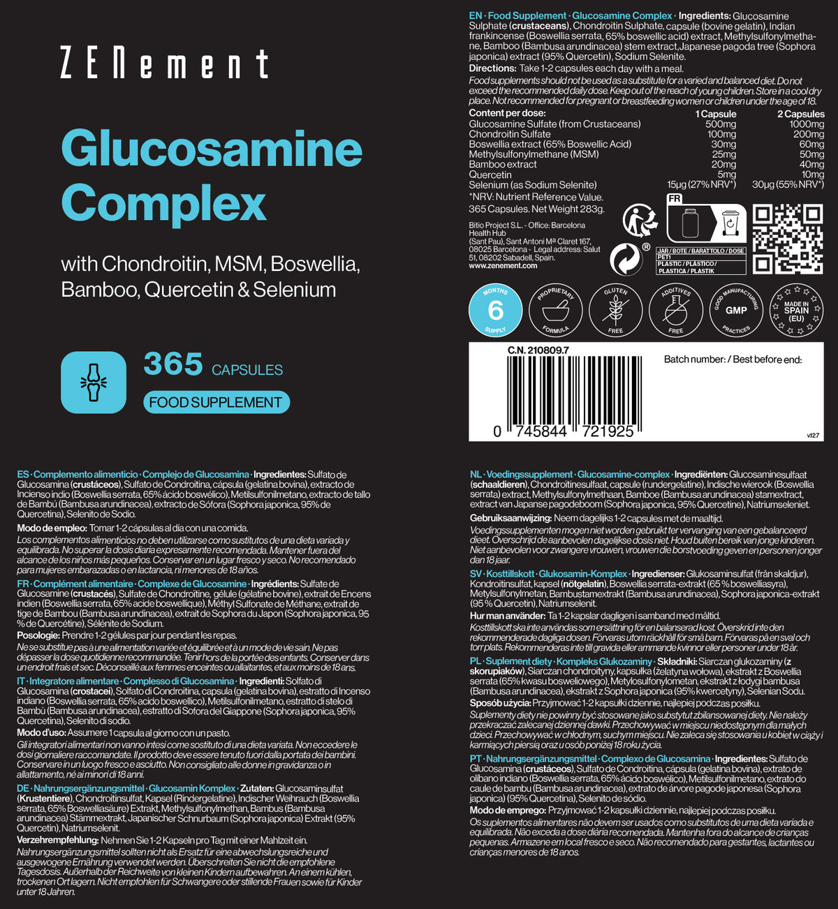 Glucosamine Complex with Chondroitin, MSM, Boswellia, Bamboo, Quercetin & Selenium