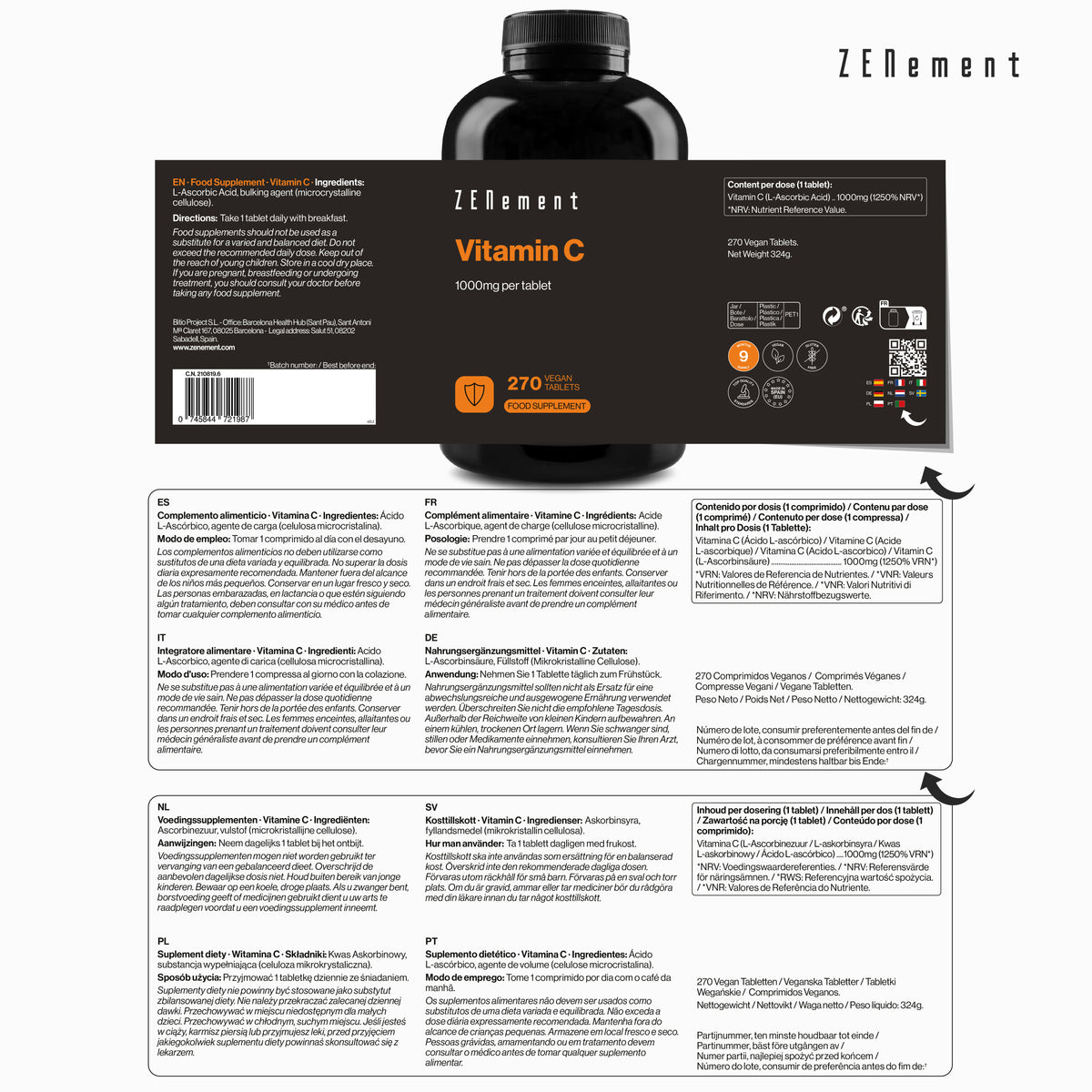 Vitamin C 1000mg per tablet