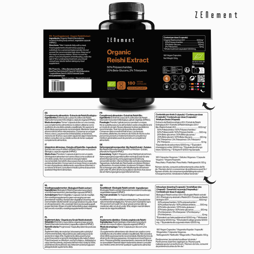 Organic Reishi Extract 50% Polysaccharides, 20% Beta-Glucans, 2% Triterpenes