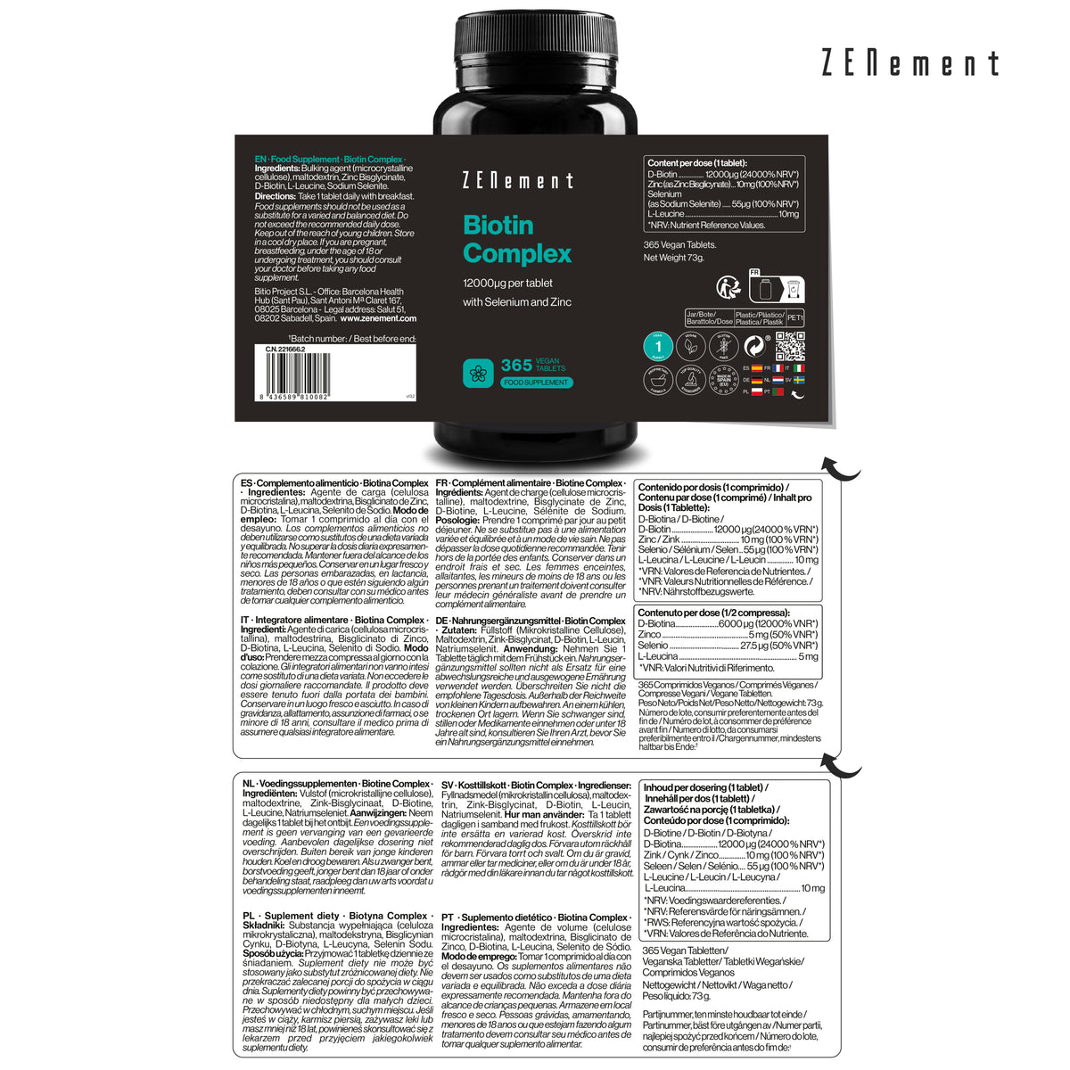 Biotin Complex 12000µg per tablet