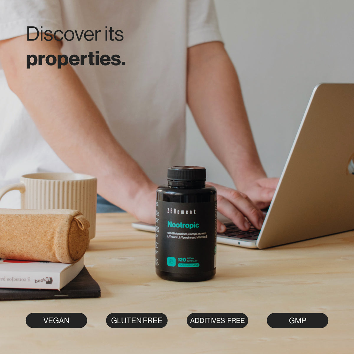 Nootropic with Ginkgo biloba, Bacopa monnieri, L-Theanin, L-Tyrosine and Vitamins B