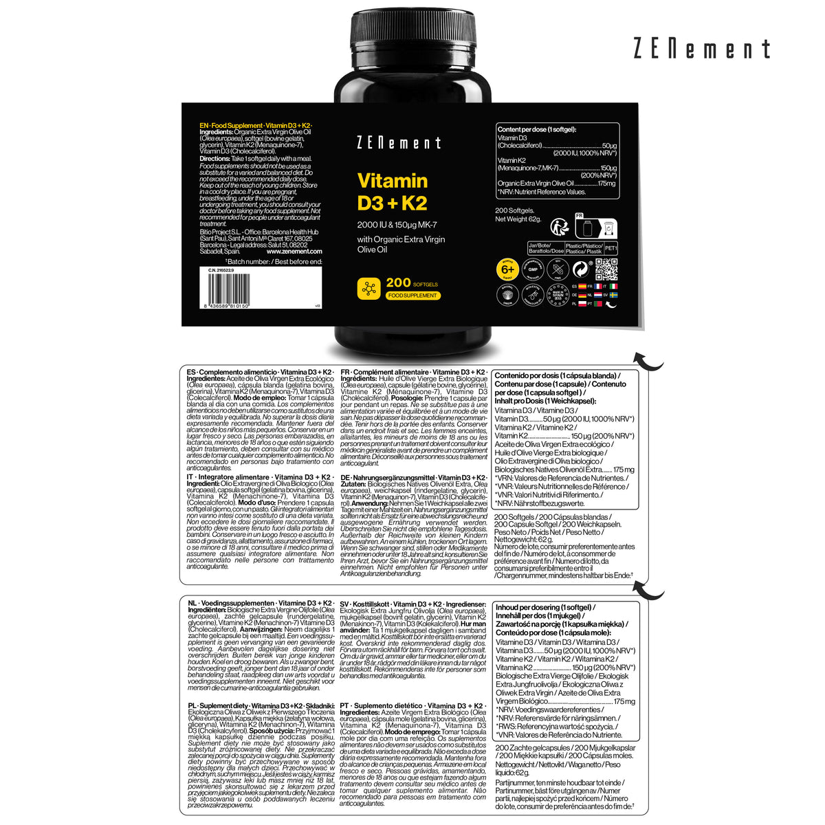 Vitamin D3 + K2 2000 IU & 150µg MK-7