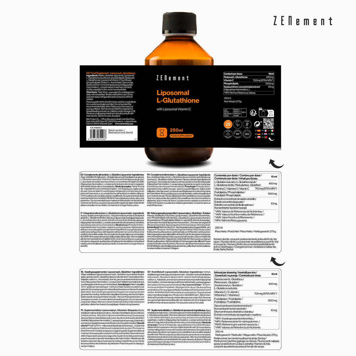 Liposomal L-Glutathione with Liposomal Vitamin C