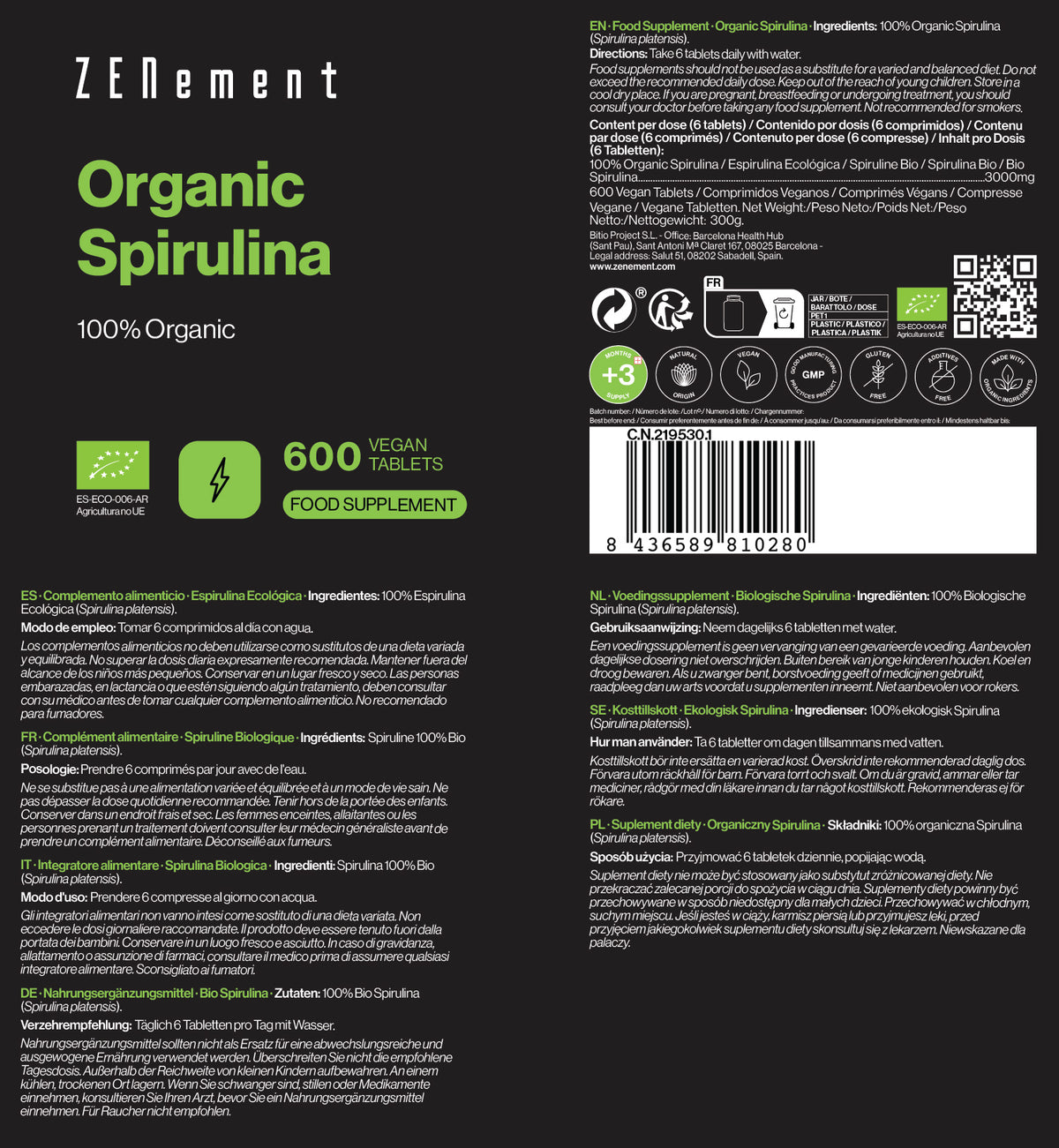 Organic Spirulina 100% Organic