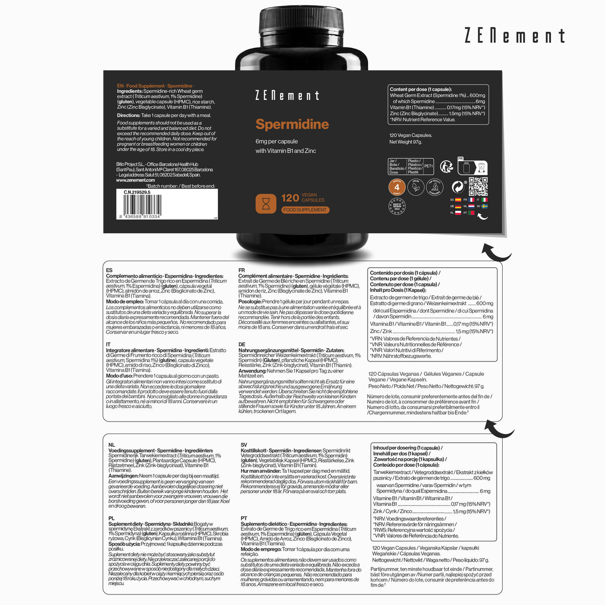 Spermidine 6mg - with Vitamin B1 & Zinc