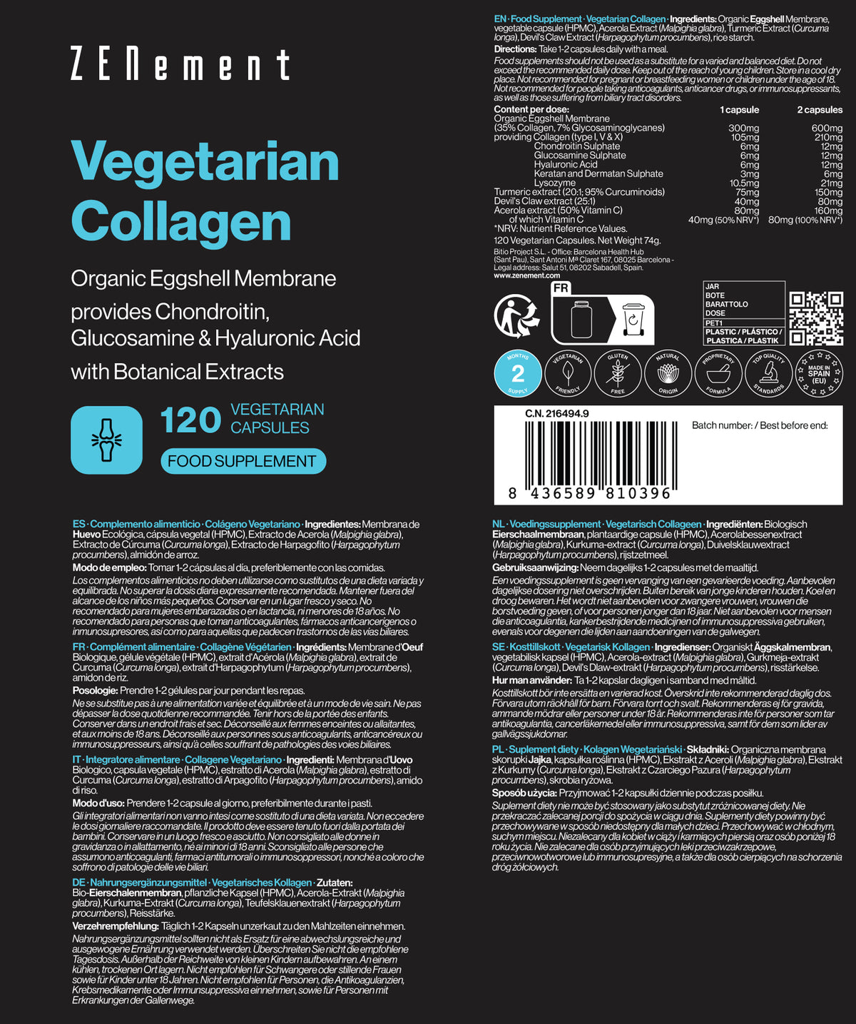 Vegetarian Collagen Organic Eggshell Membrane