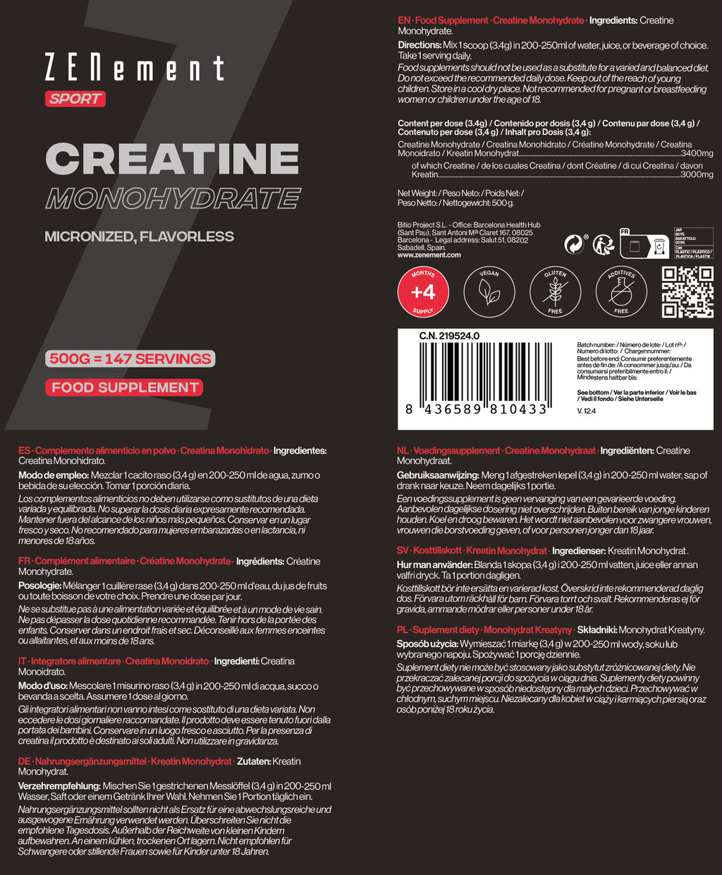 Creatine Monohydrate Pure Powder