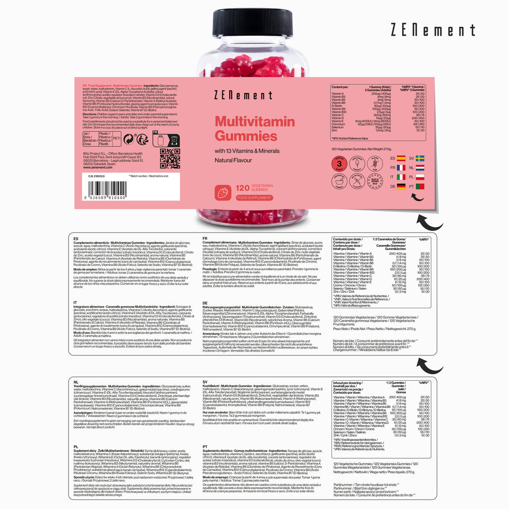 Multivitamines Gummies avec 13 Vitamines et Minéraux