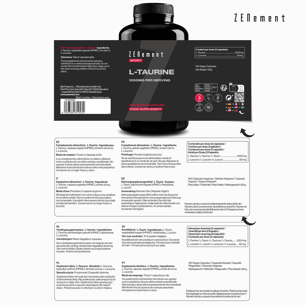 L-Taurine 1000mg per serving