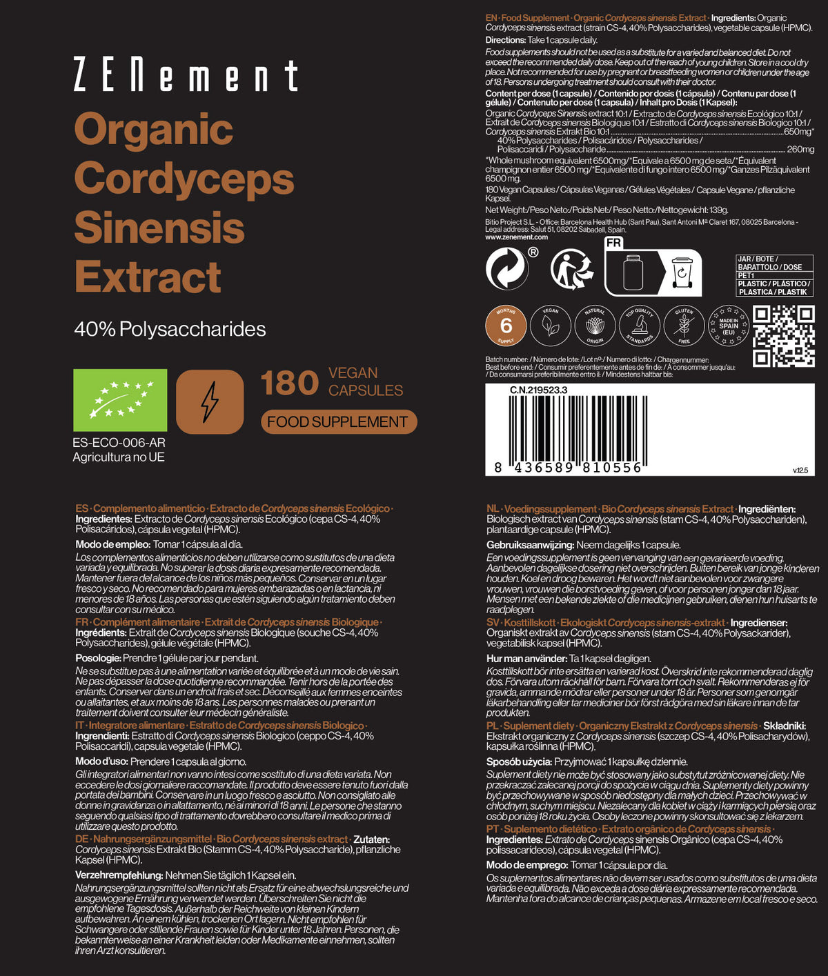 Organic Cordyceps sinensis Extract 40% Polysaccharides