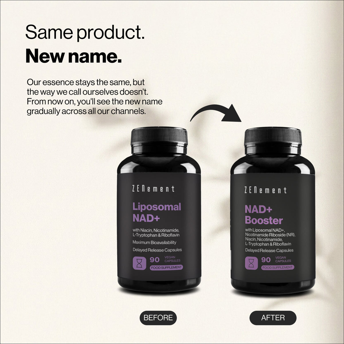 NAD+ Booster with Liposomal NAD+, Nicotinamide Riboside (NR), Niacin, Nicotinamide, L-Tryptophan & Riboflavin