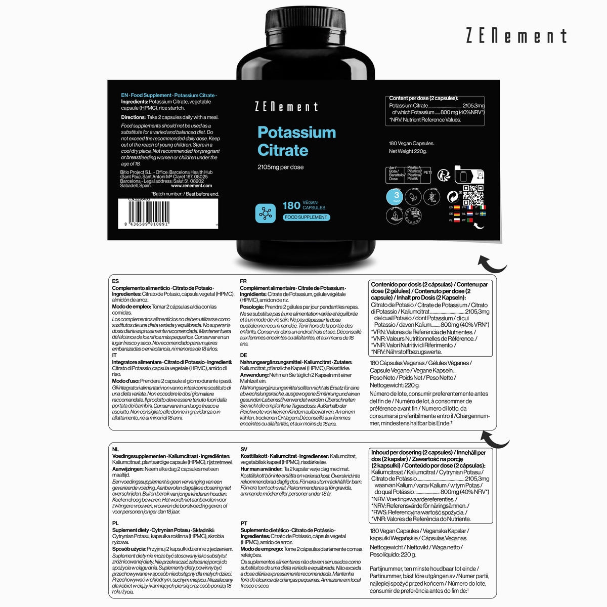Potassium Citrate 2105mg per dose