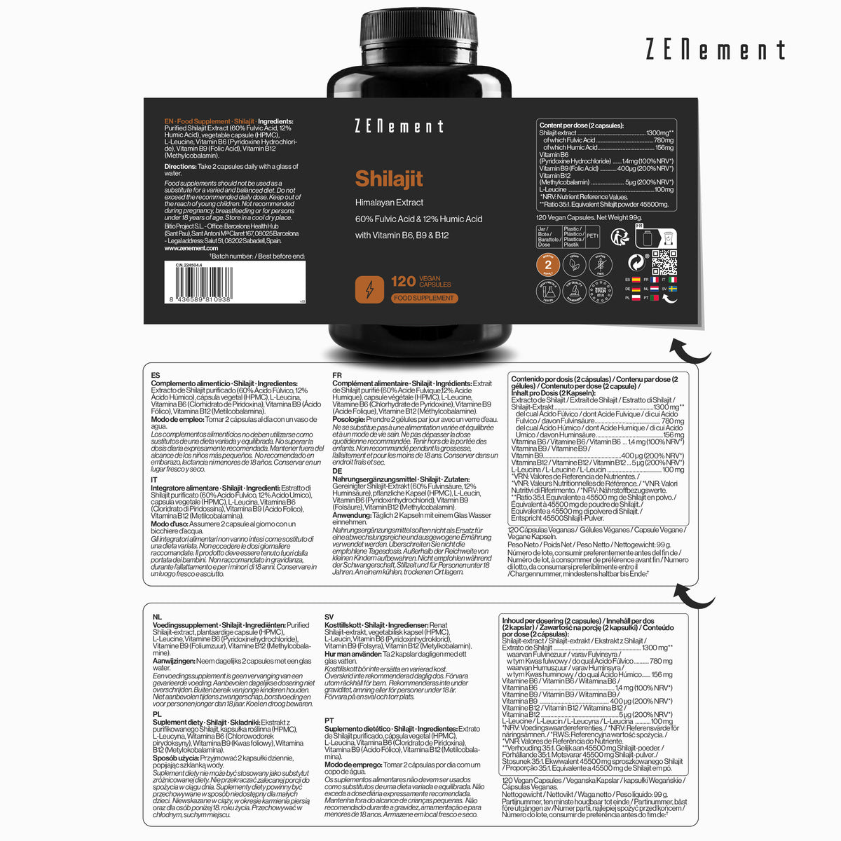 Pure Shilajit Equivalent 45000mg - 60% Fulvic, 12% Humic