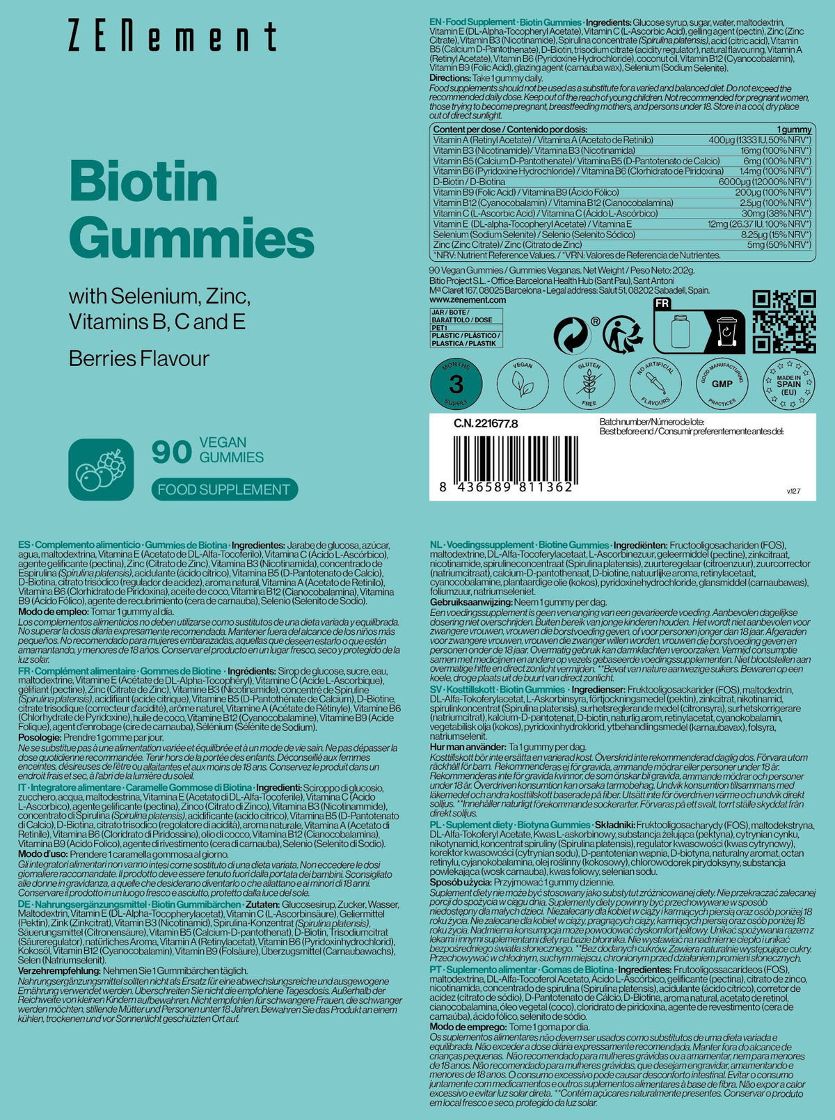 Biotin Gummies 6000mcg - Hair, Skin and Nails